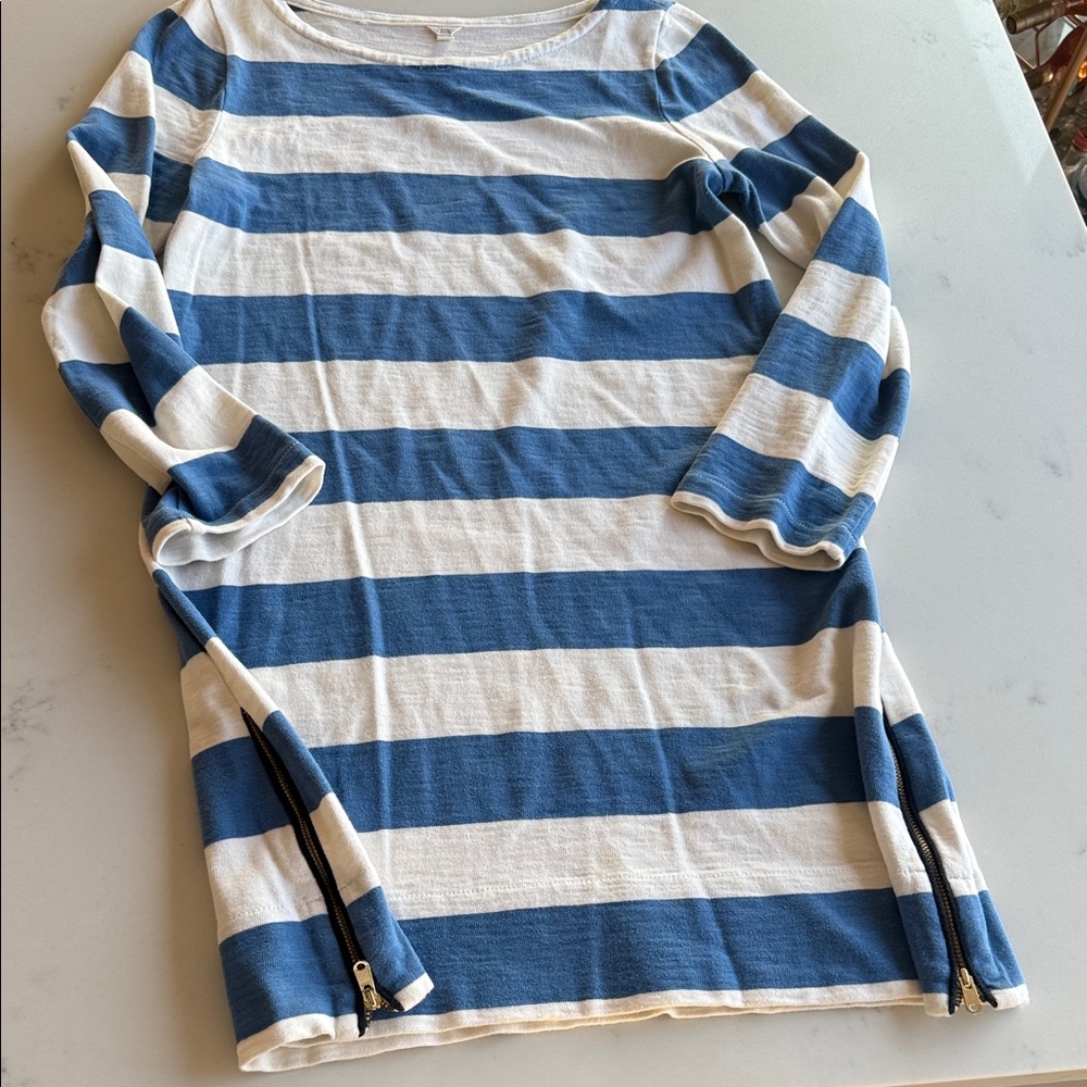 J. Crew Coastal Blue & White Striped Mini Dress